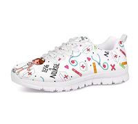 UOIMAG Love Nurse Medical Pattern Trainer para Mujeres niñas Zapatillas de Regalo Zapatos Transpirables de Malla de Aire para Correr Zapatos Planos de Encaje Zapatos Casuales 37EU