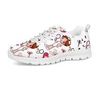 UOIMAG Lovely Nurse Trainer Zapatos de Malla de patrón médico Zapatos Informales Suaves Zapatos de Ocio con Cordones para Mujeres Hombres 41EU
