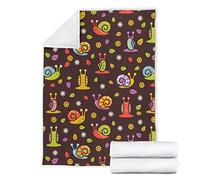 UOIMAG Mantas divertidas con dibujos de caracoles y flores de franela, regalo, mantas para sofá, suaves y cálidas, para niños, mantas para cama y sofá (90x120cm)