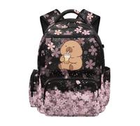 UOIMAG Mochila escolar para niñas con compartimento para laptop de 15.6 pulgadas, mochila para niños, Capybara Cherry Blossom, M, Casual