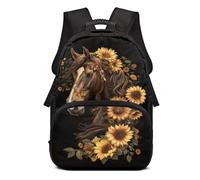 UOIMAG Mochila ligera para niños de 480 g con correa acolchada ajustable para el hombro, Girasol de caballo, L, Casual