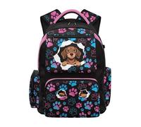 UOIMAG Mochila para adolescentes con bolsillos laterales para bebidas, mochila escolar para niños con compartimento para laptop, mochila impermeable, Dachshund Dog Paws, M, Casual