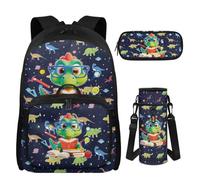 UOIMAG Mochila para niños con lonchera de 8 a 10 años, mochila para la escuela, niños y niñas con correa acolchada para el hombro, 4 piezas, Dino Read Book Space, M, Casual