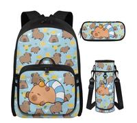 UOIMAG Mochila para niños con lonchera de 8 a 12 pulgadas, bolsa de libros y lonchera para niñas, juego de mochila ligera, Capibara, M, Casual