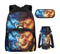 UOIMAG Mochila para niños de 10 a 12 años, bolsa de libros y lonchera para niñas para laptop de 15.6 pulgadas para escuela secundaria, Dragon Fire, M, Casual