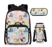 UOIMAG Mochila personalizada para niños con nombre, bolsa de libros y fiambrera para niñas de 8 a 10 mochilas personalizadas, Nombre Kitty, M, Casual