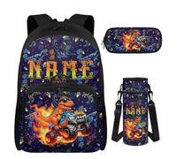 UOIMAG Mochila personalizada para niños con nombre, bolsa de libros y fiambrera para niñas de 8 a 10 mochilas personalizadas, Nombre Dino, M, Casual