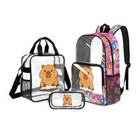 UOIMAG Mochila transparente para niñas, mochila escolar y fiambrera, 6-8 mochilas resistentes de gran capacidad, Capybara Book Pencil, L, Casual