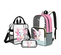 UOIMAG Mochila transparente para niñas, mochila escolar y fiambrera, 6-8 mochilas resistentes de gran capacidad, Helado Axolotl, L, Casual