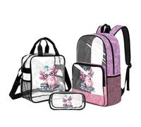 UOIMAG Mochila transparente para niños con fiambrera, para niñas de 6 a 8 años, para escuela primaria, Axolotl Book Formula, L, Casual