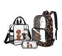 UOIMAG Mochila transparente para niños con fiambrera, para niñas de 6 a 8 años, para escuela primaria, Dachshund Read Book, L, Casual