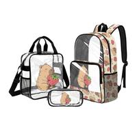 UOIMAG Mochila transparente para niños con lonchera de 6 a 8 pulgadas, mochila transparente para eventos en estadio, Capybara Fresa, L, Casual