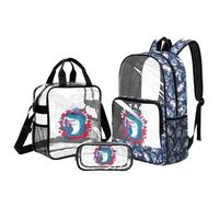 UOIMAG Mochilas transparentes para niñas con fiambrera, juego de 5 a 6 mochilas escolares para jardín de infantes, tiburón, L, Casual