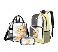 UOIMAG Mochilas transparentes para niñas con lonchera de 6 a 8 niños con bolsillos laterales para la escuela, Dragón a lunares, L, Casual