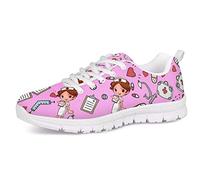 UOIMAG Mujeres Enfermera patrón médico Entrenador Zapatos de Malla Suave Zapatos Planos con Cordones Zapatos para Correr Ligeros Zapatos de Ocio 37EU