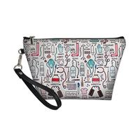UOIMAG Neceser para mujer, de piel sintética, impermeable, organizador de maquillaje, Patrón blanco, Talla única