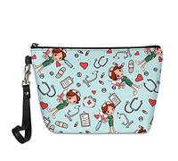 UOIMAG Neceser para mujer, de piel sintética, impermeable, organizador de maquillaje, Patrón de enfermera, Talla única