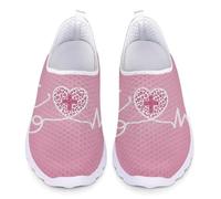 UOIMAG Nurse Shoes for Women Heart Print Slip On Shoes for Work Walking Casual Sneakers Lightweight EU39