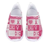 UOIMAG Nurse Shoes for Women Slip On Work Walking Shoes Breast Cancer Awareness Sneakers for Casual Outdoor EU 42