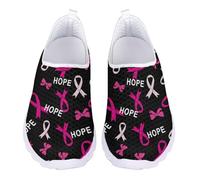 UOIMAG Nurse Shoes for Women Slip On Work Walking Shoes Breast Cancer Awareness Theme Flat Sneakers EU 44