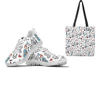 UOIMAG Nurse Zapatillas de Enfermera Mujer para Caminar Trabajo Deportivo con Bolso de Hombro Bolso de Lona Bolsa de La Compra