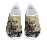UOIMAG Owl Print Water Shoes for Women Casual Walking Shoes Lightweight Slip On Sneakers EU45