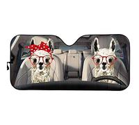 UOIMAG - Parasol para el parabrisas del coche con bonito estampado de pareja de alpacas. Protege de los rayos UV. Accesorios para automóvil