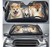 UOIMAG - Parasol para parabrisas de coche con estampado del bonito animal Shiba Inu, cubierta para la luna frontal, bloquea los rayos UV. Para coche, vehículos todocamino y camiones