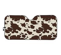 UOIMAG - Parasol universal plegable en acordeón para el parabrisas del coche, con estampado de vaca marrón (145 x 69,6 cm)