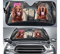 UOIMAG Parasoles para automóvil, diseño de pareja de perros, cubierta de visera para ventana delantera del vehículo, plegable, mantiene fuera los rayos UV para coche, SUV, camión