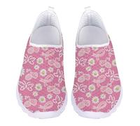 UOIMAG Pink Nurse Shoes for Women Lightweight Slip On Walking Shoes for Work Breast Cancer Awareness Sneakers EU 37