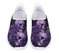 UOIMAG Purple Rose Sull Print Women Shoes Gothic Slip On Walking Shoes Barefoot Sneakers for Casual EU43