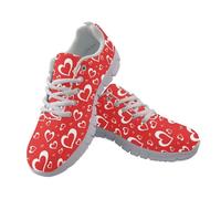 UOIMAG Red Heart Valentine Shoes for Women Lace Up Walking Running Casual Sneakers Lightweight EU44