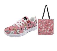 UOIMAG, Regalo para Mujer, Zapatos de Enfermera con Bolsa de Lona, Zapatillas Deportivas de Malla con Cordones, Conjunto de Bolsa de Compras Reutilizable
