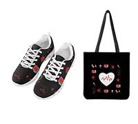 UOIMAG, Regalo para Mujer, Zapatos de Enfermera con Bolsa de Lona, Zapatos Deportivos de Malla con Cordones, Bolsa de Compras, Conjunto