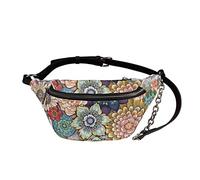 UOIMAG Riñonera para mujer, estilo retro, de piel, cruzada, en el pecho, Flores Boho, Talla única
