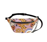 UOIMAG Riñonera para mujer, estilo retro, de piel, cruzada, en el pecho, Flores Hippie Swirl Wave, Talla única