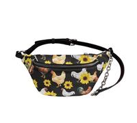 UOIMAG Riñonera para mujer, estilo retro, de piel, cruzada, en el pecho, Girasol de pollo, Talla única