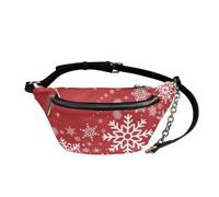 UOIMAG Riñonera para mujer, estilo retro, de piel, cruzada, en el pecho, Navidad copo de nieve rojo blanco, Talla única