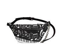UOIMAG Riñonera para mujer, estilo retro, de piel, cruzada, en el pecho, Notas musicales Piano, Talla única