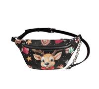 UOIMAG Riñonera para mujer, estilo retro, de piel, cruzada, en el pecho, Reno de Navidad, Talla única