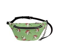 UOIMAG Riñonera para mujer, estilo retro, de piel, cruzada, en el pecho, Setas Ranas Verde, Talla única