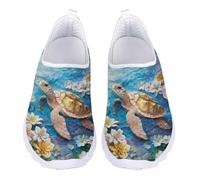 UOIMAG Sea Turtle Casual Shoes for Women Slip On Barefoot Sneakers Breathable Flat Walking Shoes EU40