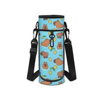 UOIMAG Soporte para botella de agua para niños, bonita bolsa de transporte para botellas con correa para el hombro para la escuela, Patrón Capibara, M