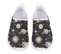UOIMAG Space Slip On Shoes for Women Galaxy Planets Walking Shoes Casual Sneakers Lightweight Flats EU36