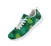UOIMAG St Patricks Day Shoes Women Cute Heart Print Green Shoes Lace Up Walking Running Sneakers Casual EU36