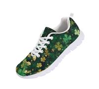 UOIMAG St Patricks Day Shoes Women Shamrock Shoes Retro Lace Up Walking Sneakers Lightweight Breathable Mesh Running Sneakers EU43