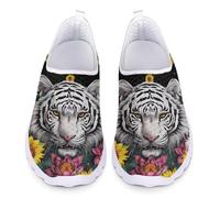 UOIMAG Tiger Print Women Shoes Slip On Walking Sneakers Breathable Mesh Lightweight Casual Shoes EU42