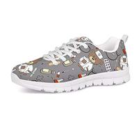 UOIMAG Unisex Trainer Zapatos para Correr de Encaje Suave Zapatillas de Deporte de Malla Transpirable Zapatos Planos de Ocio para Hombres Mujeres Oso Patrón médico 39EU