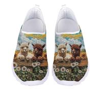 UOIMAG Women Walking Shoes Llama Floral Slip On Water Shoes Lightweight Casual Barefoot Sneakers EU36